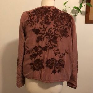 Silk and velvet embroidered free people jacket